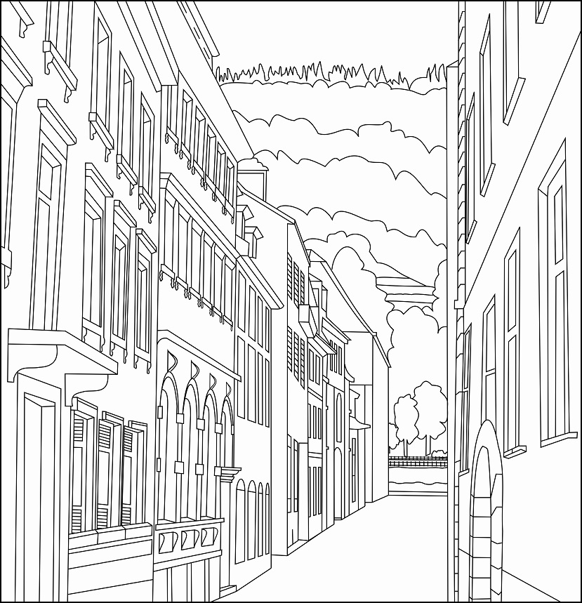 Christine’s Street in Heidelberg<br /><br />Looking across the Neckar River to Heiligenberg.